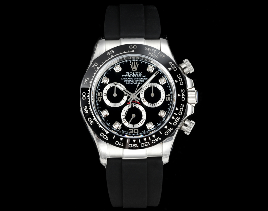 Rolex Daytona : Silver, Black face, black Dial