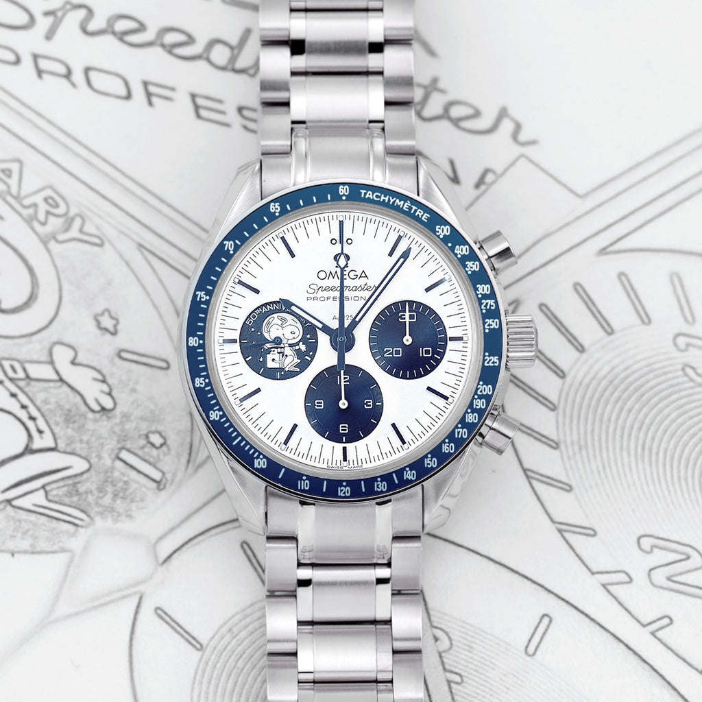 Omega Speedmaster 50th Anniversary 310.32.42.50.02.001 : Silver with Blue sub-dial "Silver Snoopy Award"