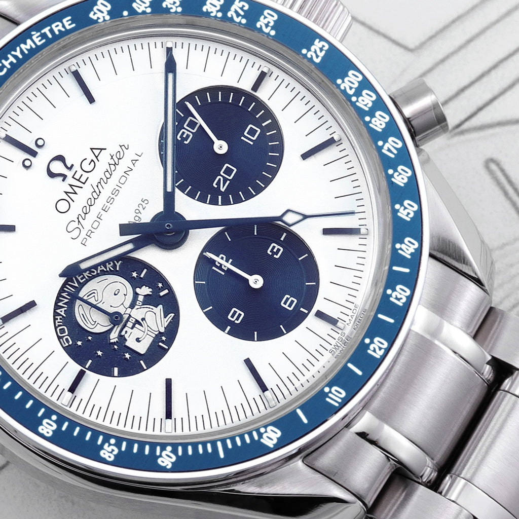 Omega Speedmaster 50th Anniversary 310.32.42.50.02.001 : Silver with Blue sub-dial "Silver Snoopy Award"