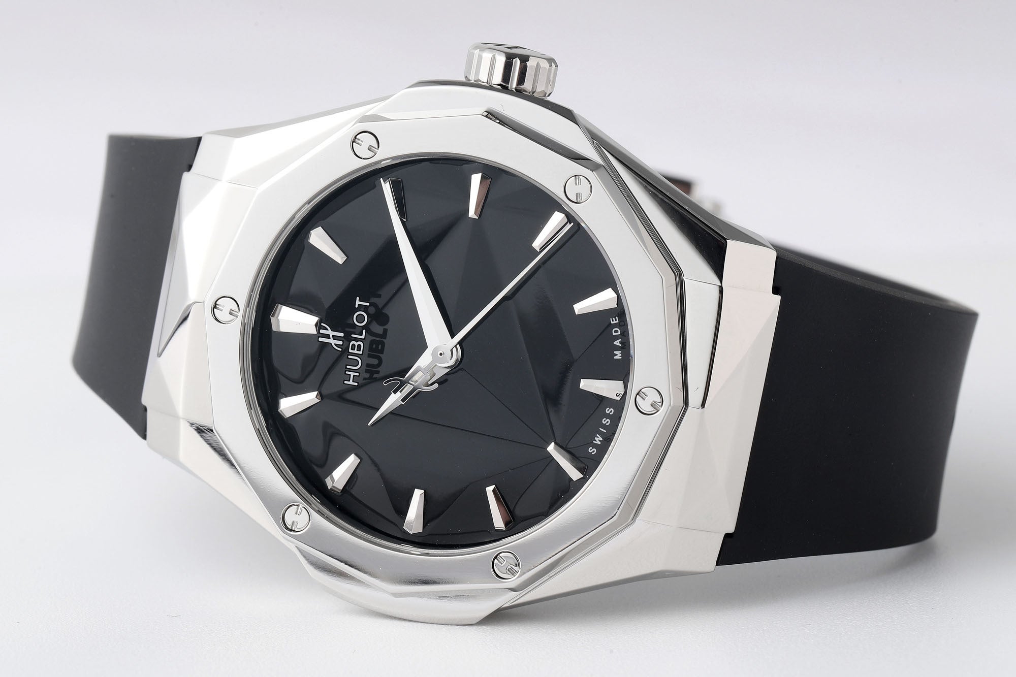 Hublot Classic Fusion Orlinski Titanium Pavé 550.NS.1800.RX.ORL19 : Polished Faceted Black "The Orlinski"