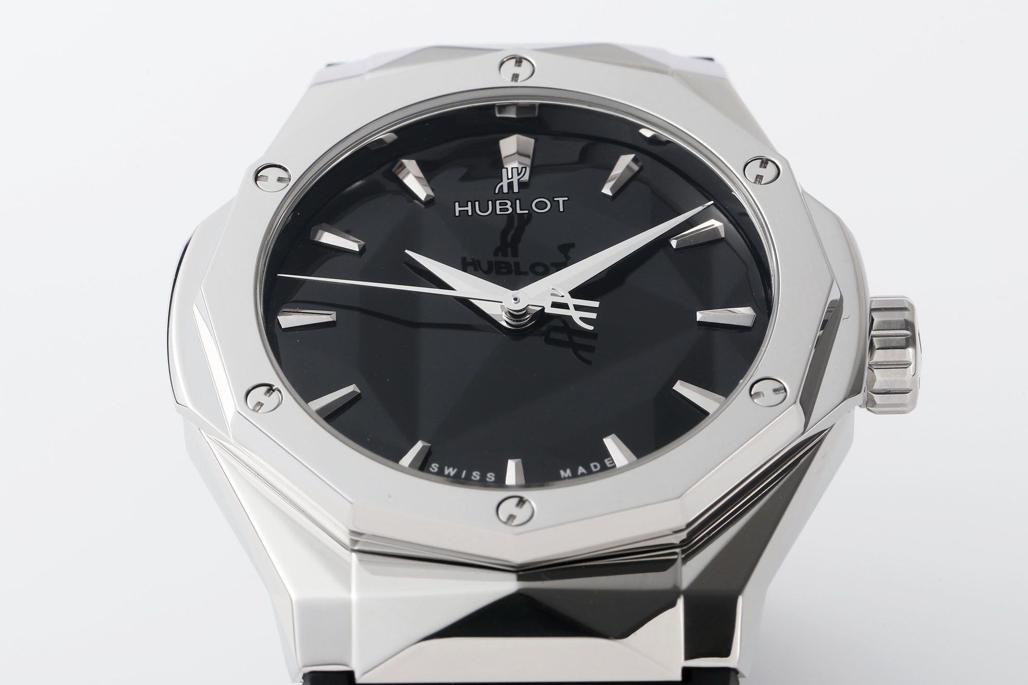 Hublot Classic Fusion Orlinski Titanium Pavé 550.NS.1800.RX.ORL19 : Polished Faceted Black "The Orlinski"