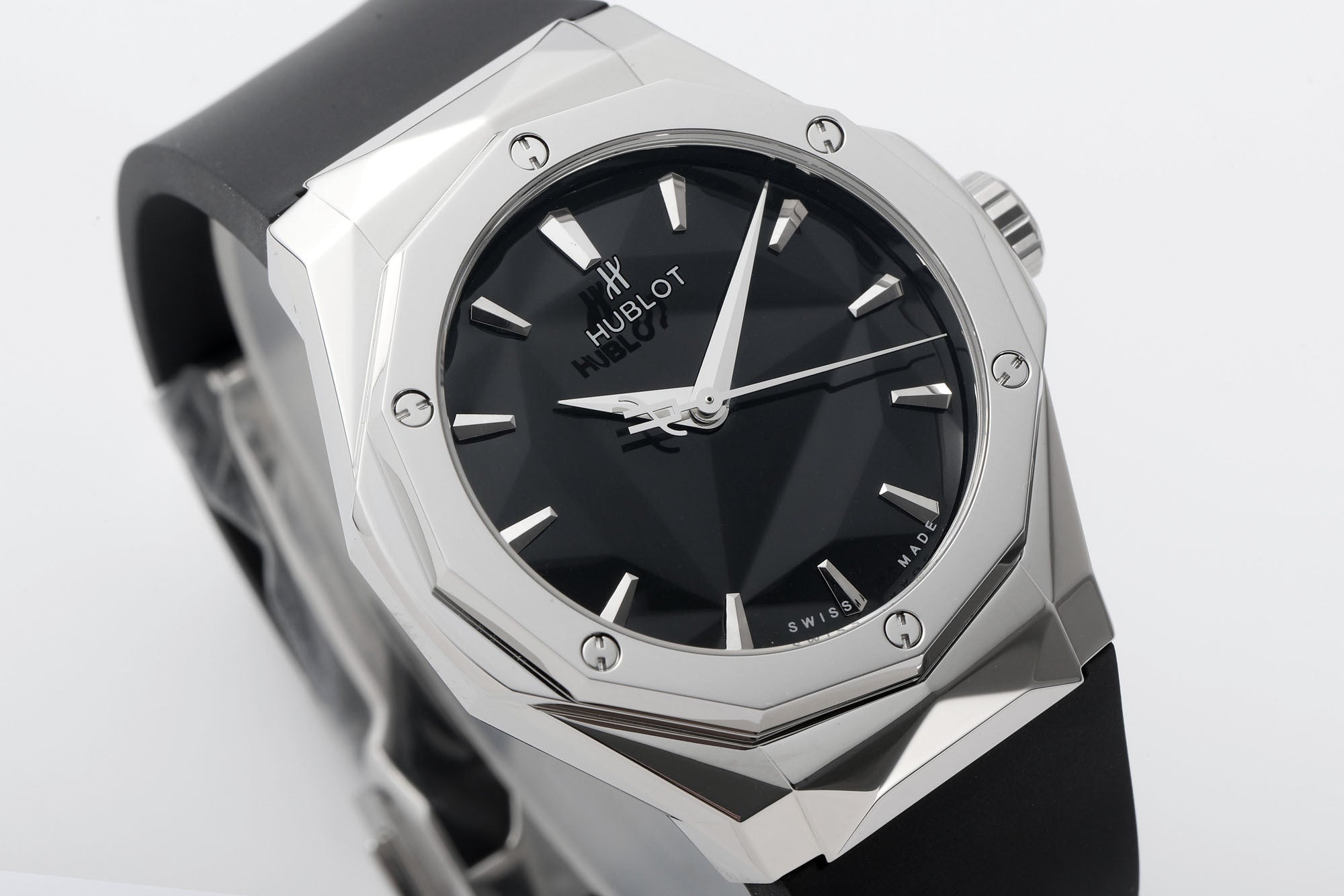 Hublot Classic Fusion Orlinski Titanium Pavé 550.NS.1800.RX.ORL19 : Polished Faceted Black "The Orlinski"
