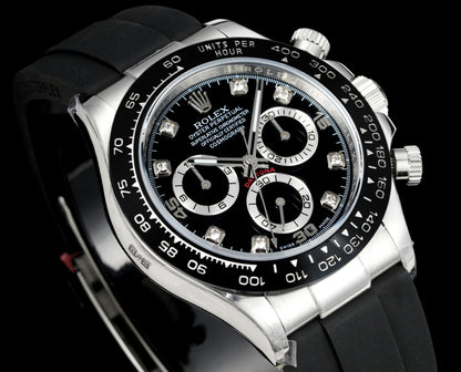 Rolex Daytona : Silver, Black face, black Dial