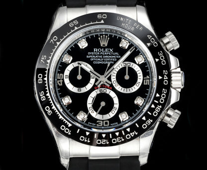Rolex Daytona : Silver, Black face, black Dial