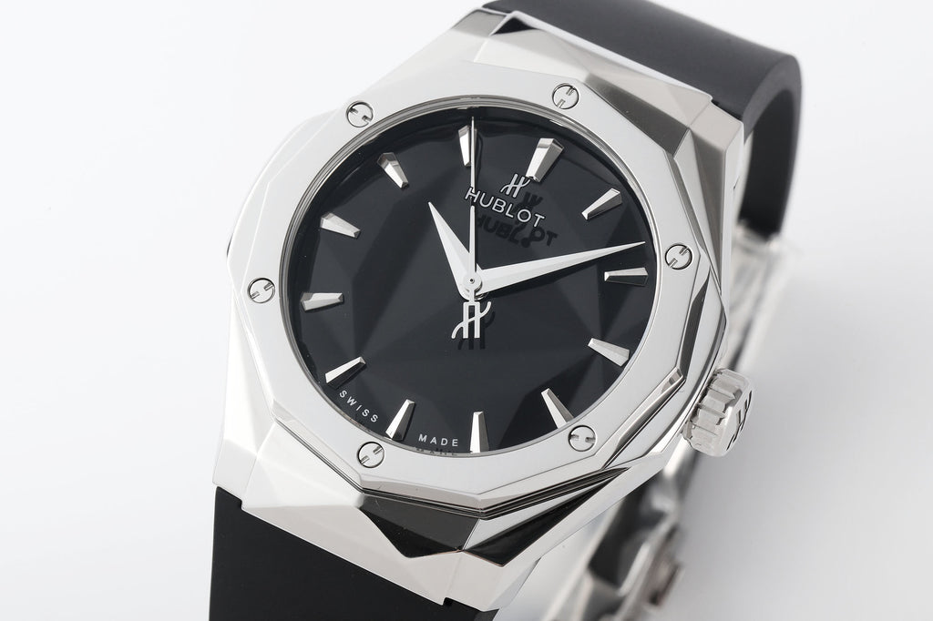 Hublot Classic Fusion Orlinski Titanium Pavé 550.NS.1800.RX.ORL19 : Polished Faceted Black "The Orlinski"