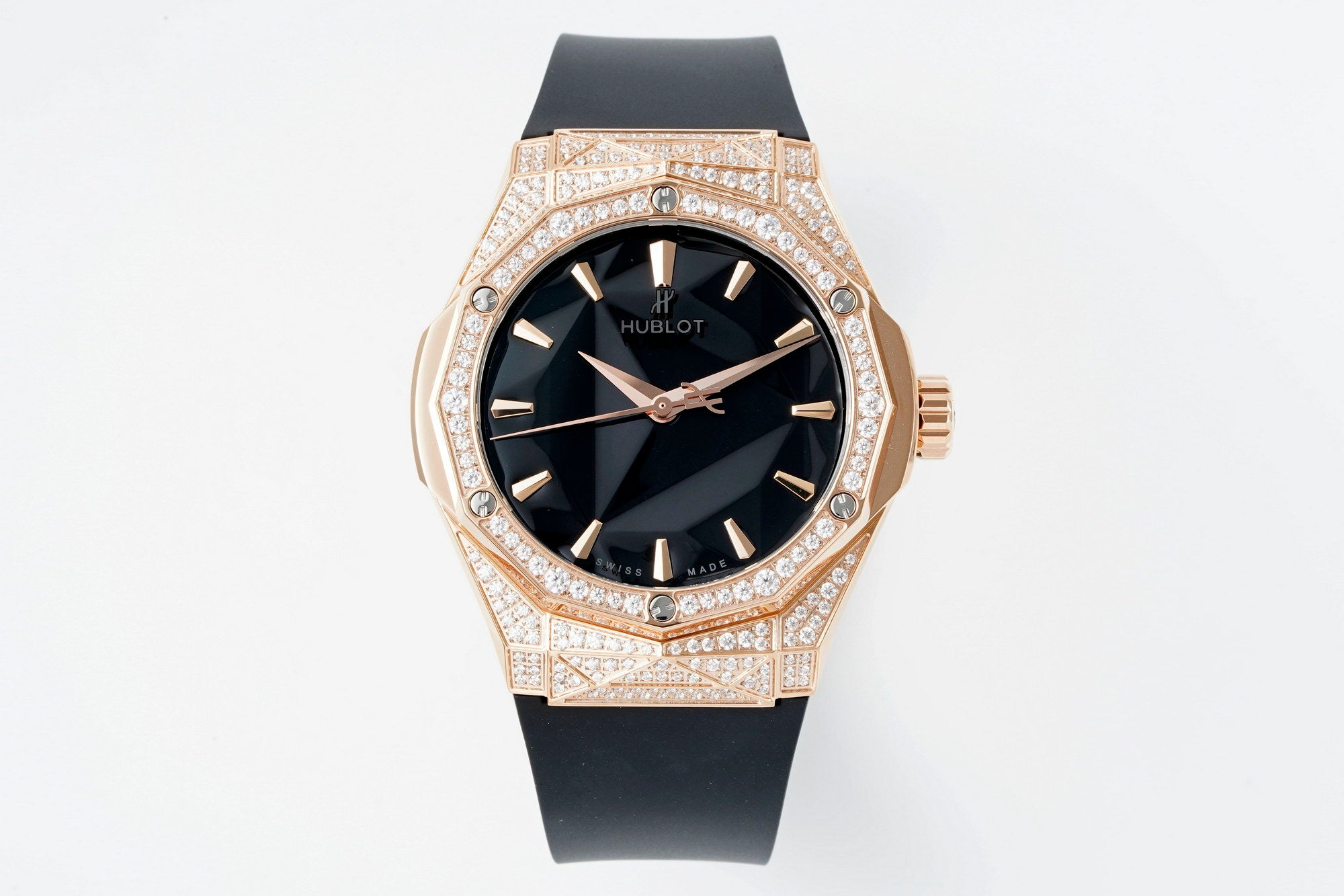 Hublot Classic Fusion Orlinski King Gold Pavé 550.OS.1800.RX.1604.ORL19 : Polished Faceted Black "Iced Out"