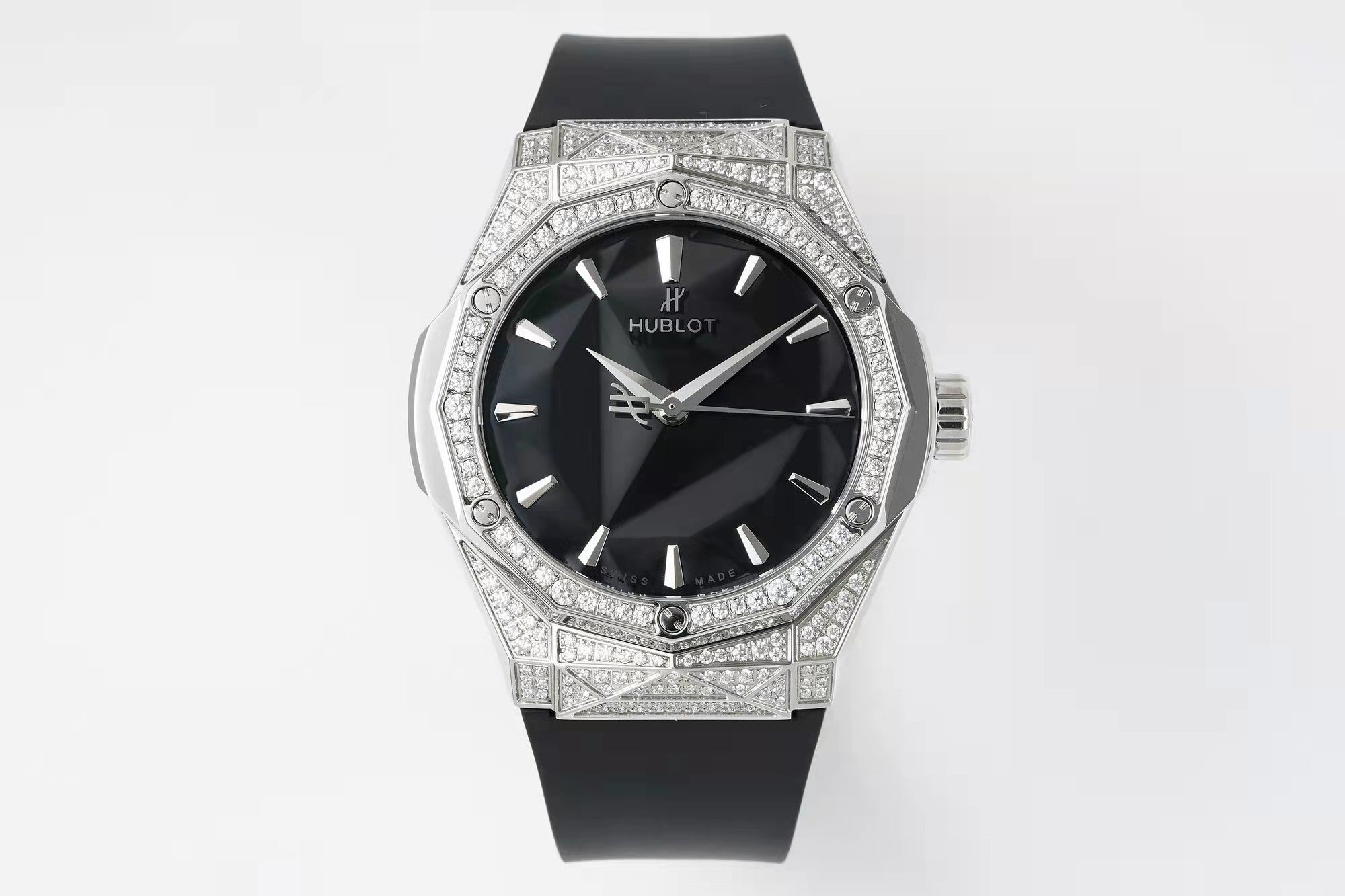 Hublot Classic Fusion Orlinski Titanium Pavé 550.NS.1800.RX.1604.ORL19 : Polished Faceted Black "Iced Out"