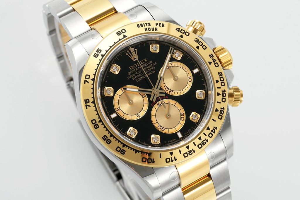 Rolex Cosmograph Daytona 116523 : Black Diamond Dial "Golden Eye"