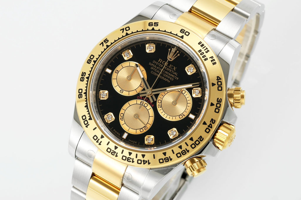 Rolex Cosmograph Daytona 116523 : Black Diamond Dial "Golden Eye"